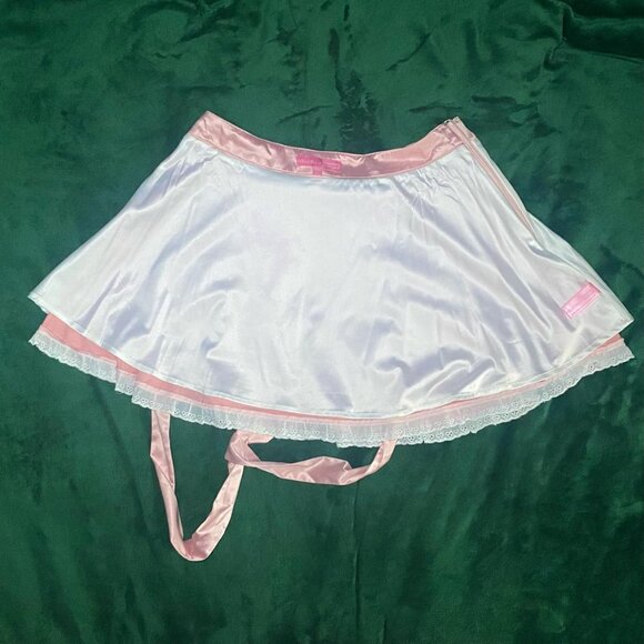 SOLD - New Dolls Kill Strawberry Shortcake Pink Satin Skirt Large - Picture 7 of 8